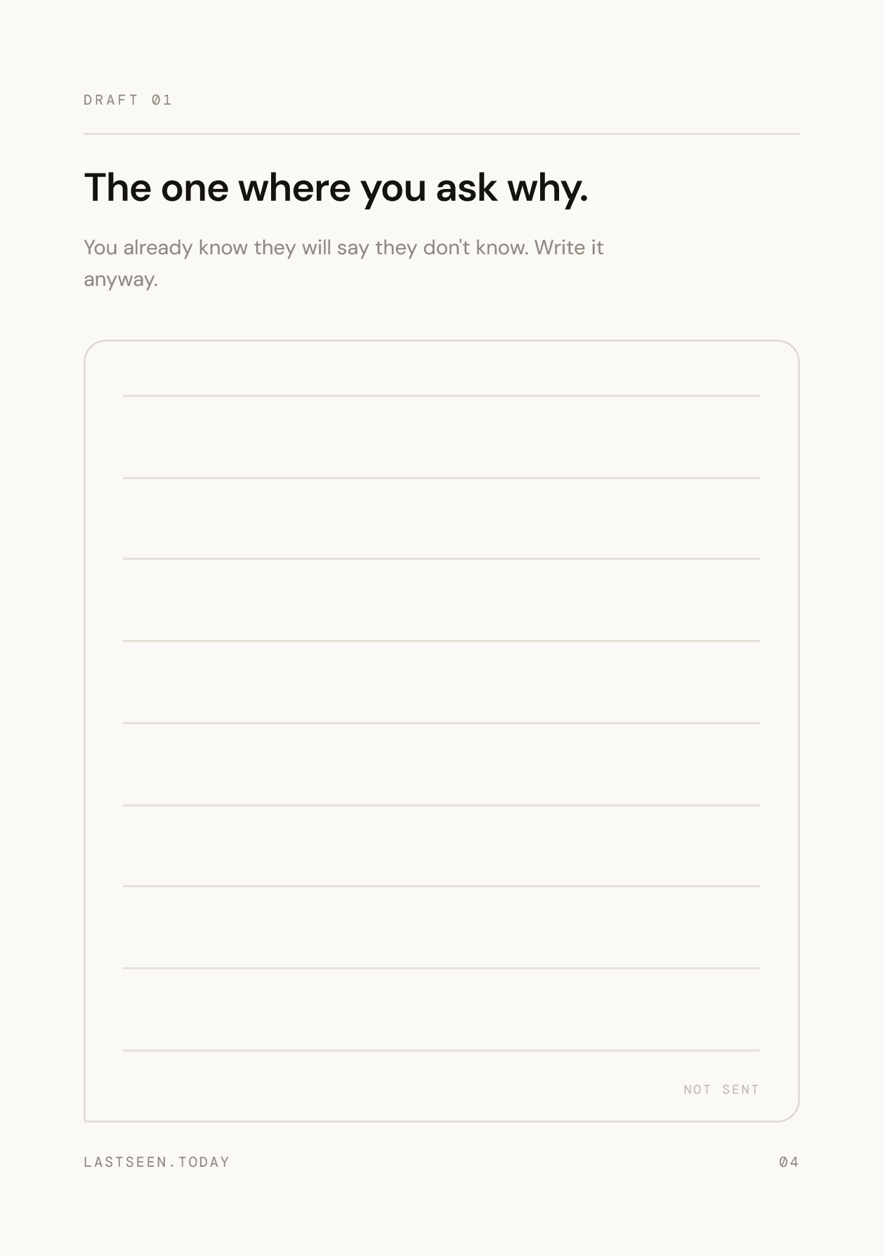 A workbook prompt page with an empty message to fill